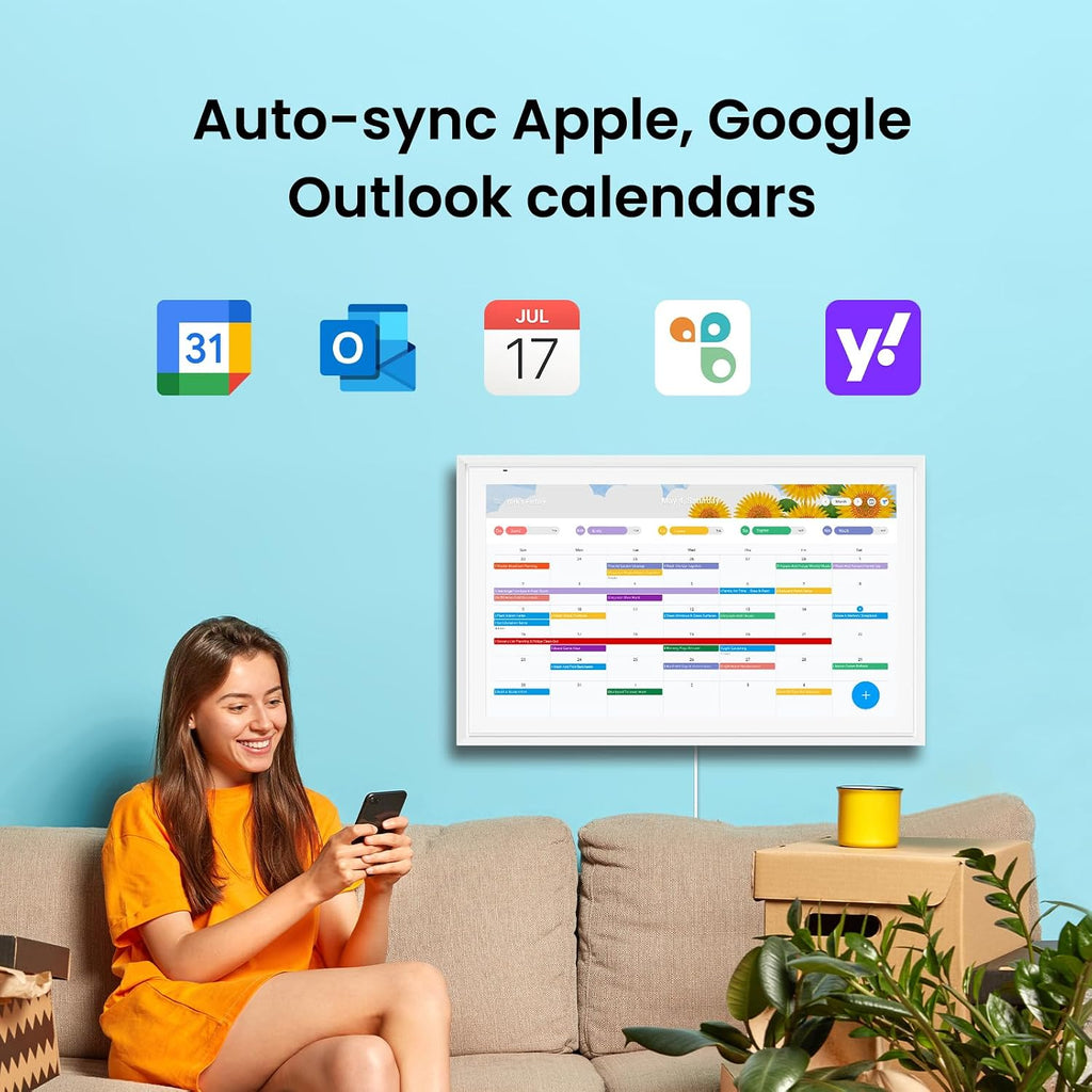 Apolosign 21.5-inch Digital Calendar & Smart Family Wall Planner, No Subscription, Calendar & Dashboard Dual-Mode System, Shared Touchscreen Display with Calendar Sync, Chore Charts & Family Scheduling Hub (White)