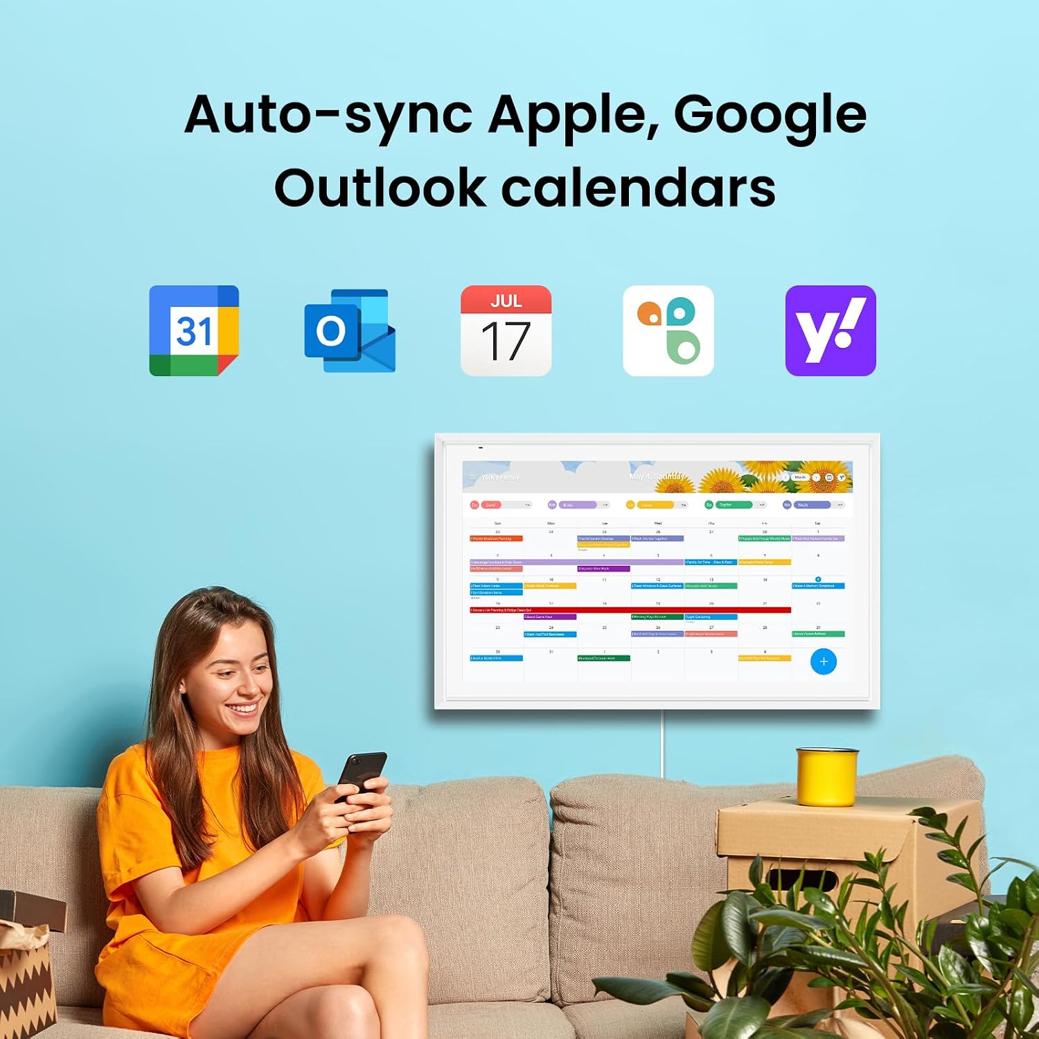 Apolosign 21.5-inch Digital Calendar & Smart Family Wall Planner, No Subscription, Calendar & Dashboard Dual-Mode System, Shared Touchscreen Display with Calendar Sync, Chore Charts & Family Scheduling Hub (White)