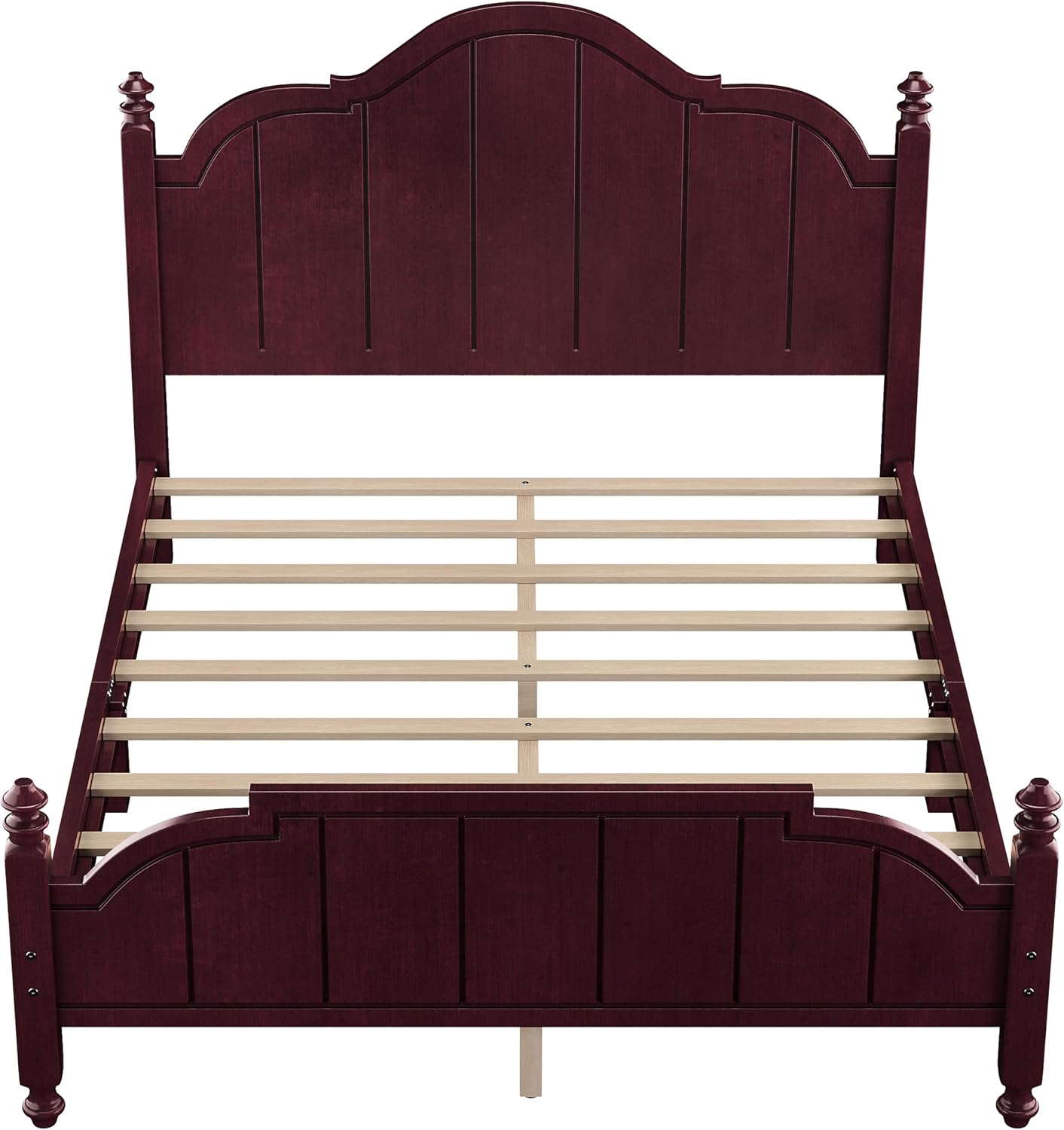 JIVOIT Vintage Wooden Bed Frame, Queen Size Platform Bed with Wide Headboard, Wood Slats Support, No Spring Box Needed, Easy Assembly (Espresso-Queen,2)