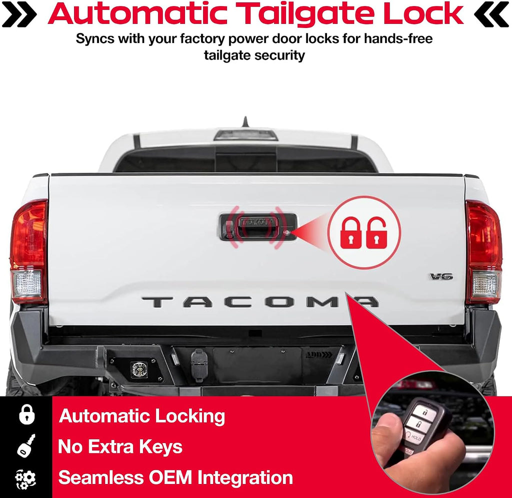 Pop & Lock Toyota Tacoma Tailgate Lock – Power Tailgate Anti-Theft Lock with Plug & Play T-Harness – Fits Tacoma/Tundra 2016-2023 Models (PL8547TAC)