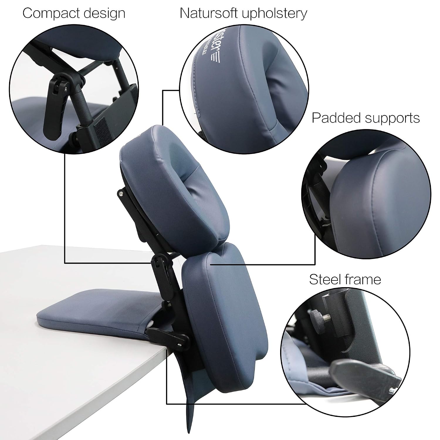 Master Massage Desktop Face Cradle Massage Kit – Table & Desk Top Face Pillow Support –Foldable Adjustable Head Rest Cushion Cradle - Massage Kit, Siesta Artifact, Eye Surgery Recovery, Royal Blue