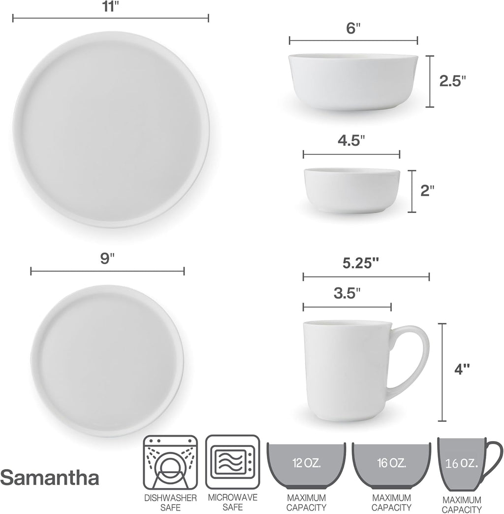 Mikasa Samantha Bone China Lightweight Chip Resistant 40 Piece Dinnerware Set, Service for 8