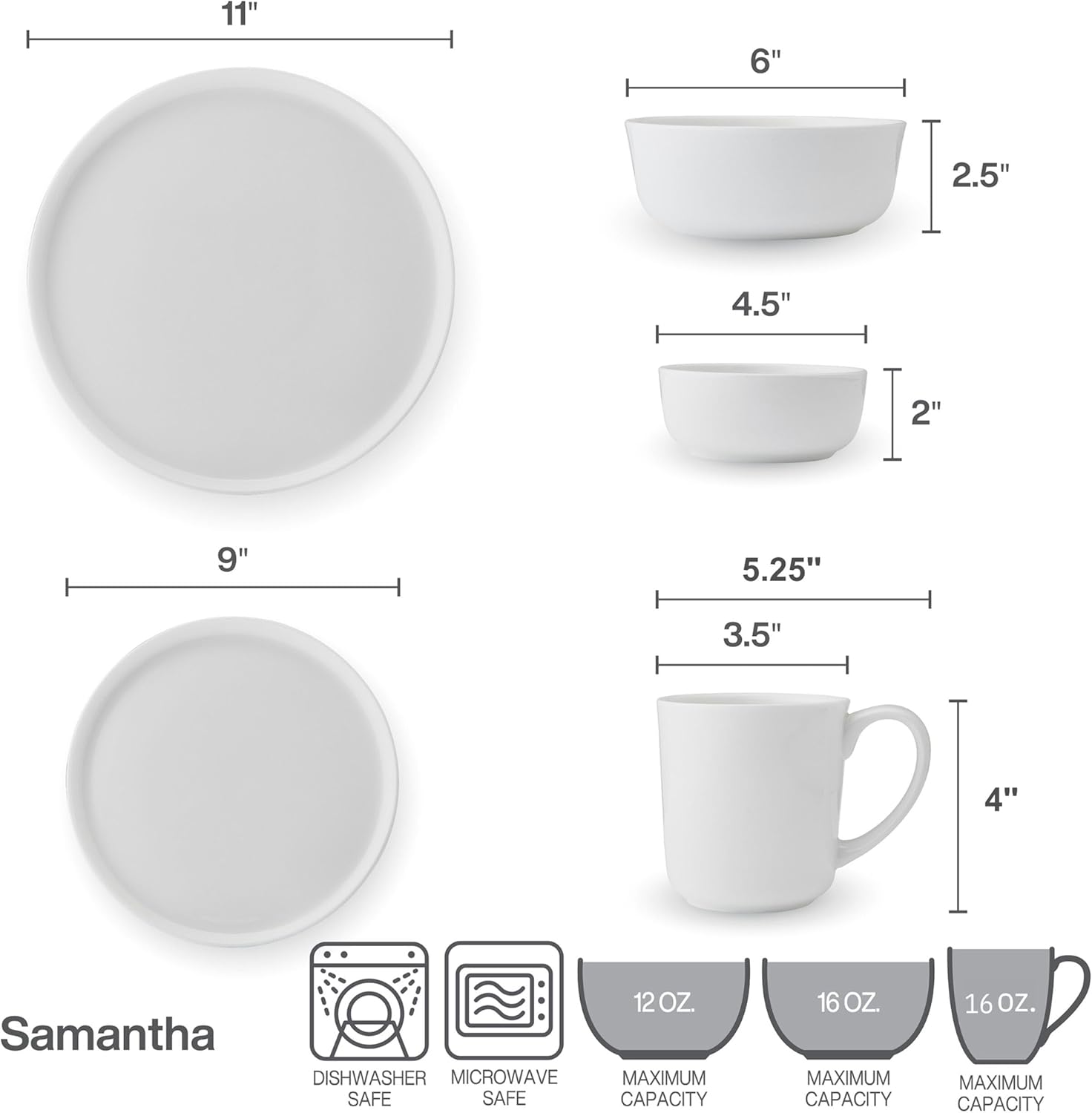Mikasa Samantha Bone China Lightweight Chip Resistant 40 Piece Dinnerware Set, Service for 8