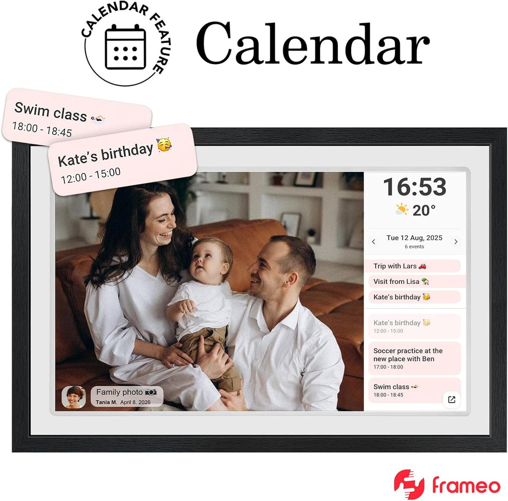 21.5inch FRAMEO Digital Photo Frame with 1920x1080 FHD IPS LCD Touch Screen, Dual-WiFi Share Moments via Frameo, 32GB Storage, USB Drive/SD Card Extend Storage, Auto-Rotate, Wall Mountable with VESA
