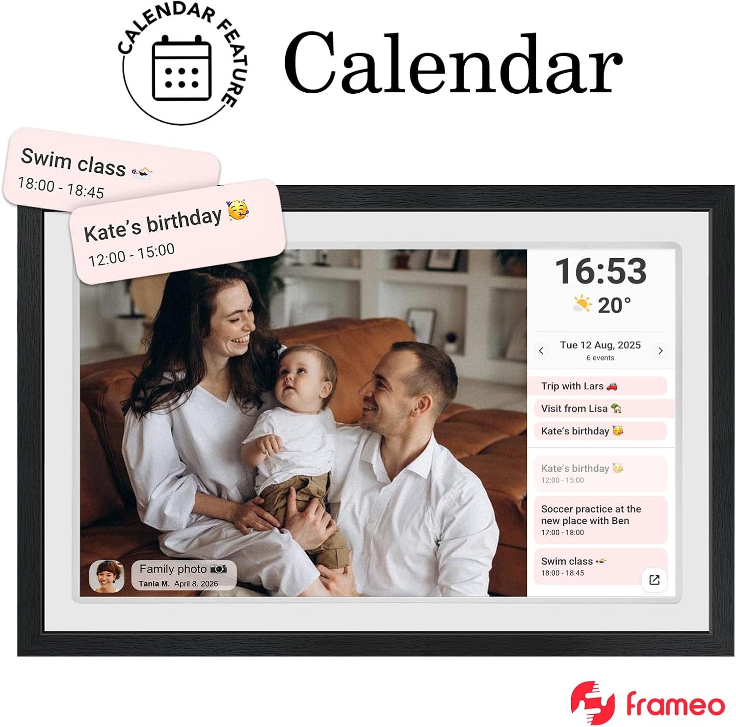 21.5inch FRAMEO Digital Photo Frame with 1920x1080 FHD IPS LCD Touch Screen, Dual-WiFi Share Moments via Frameo, 32GB Storage, USB Drive/SD Card Extend Storage, Auto-Rotate, Wall Mountable with VESA