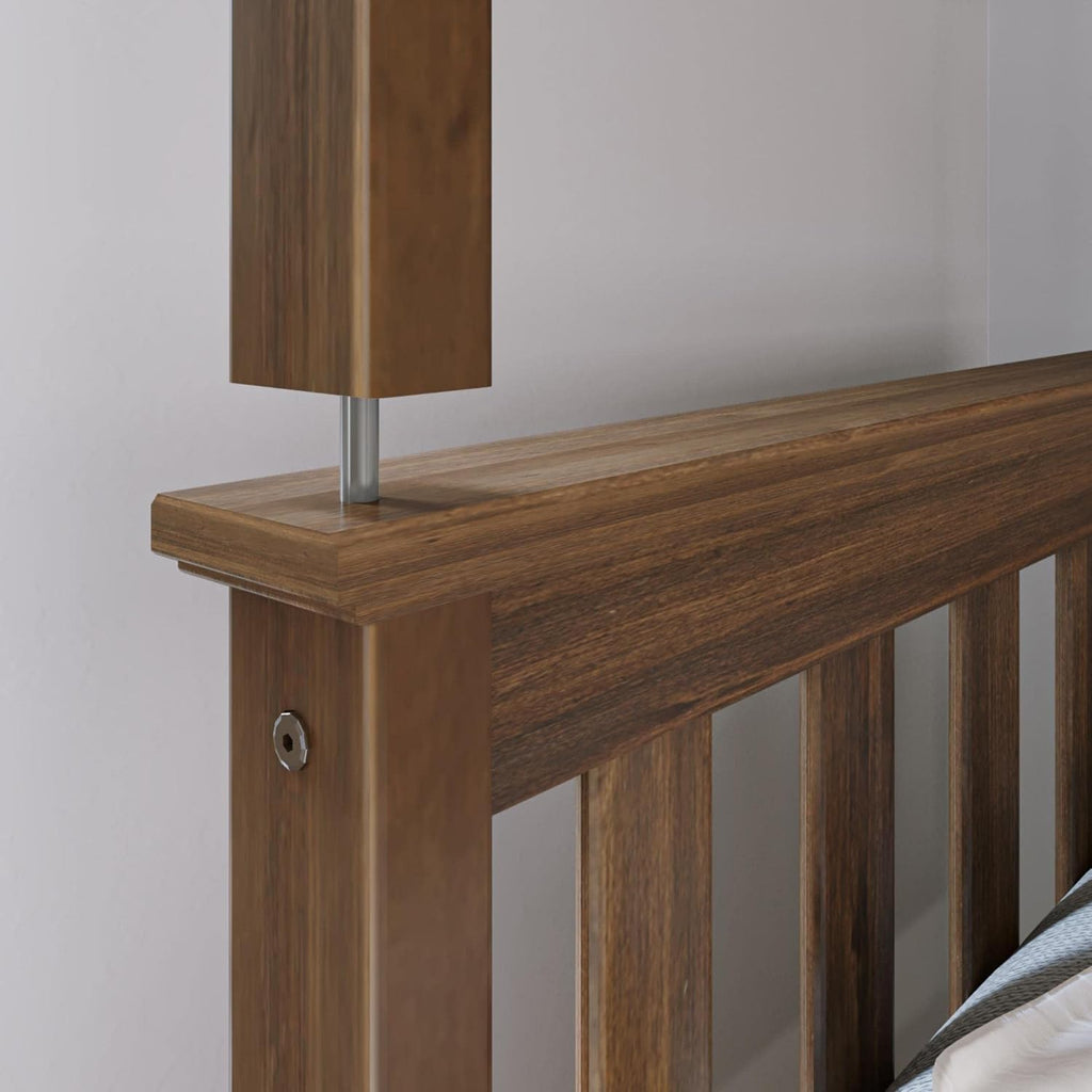 Max & Lily Bunk Bed, Twin-Over-Twin Bed Frame for Kids with Trundle, Walnut