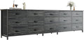 Huuger 78.7 inch Long Dresser for Bedroom, 15 Drawer Fabric Dresser for Closet, Large TV Stand for 65, 75, 85 inch TV, Wide Chest of Drawer with Storage, 78.7' W x 12.9' D x 26.7' H, Charcoal Black