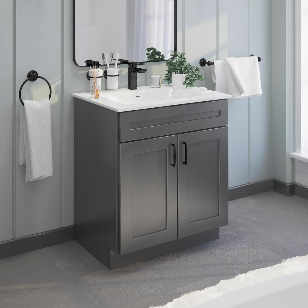 Bathroom Vanity Sink Base Ready-to-Assemble Bathroom Cabinet 24'/30'/36' Width (Vanity Base in Grey Shaker, 30 inch)