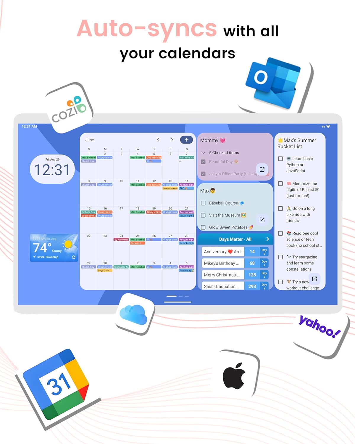 Digital Calendar Wall Touch Screen, Digital Wall Calendar, (24 Inch Smart Digital Calendar Family Schedules, Meal Planning, Business Chore Chart)