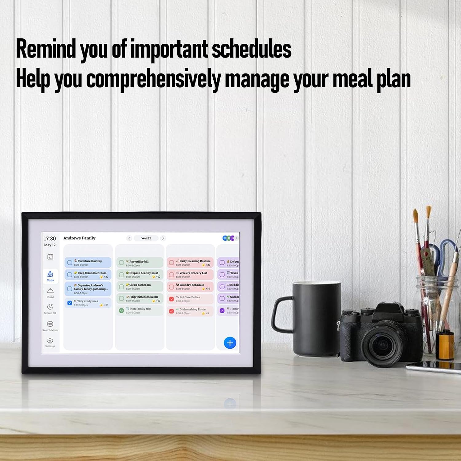Eujgoov 10.1 Inch Smart Digital Calendar HD Touchscreen Family Planner and Digital Photo Frame (US Plug)