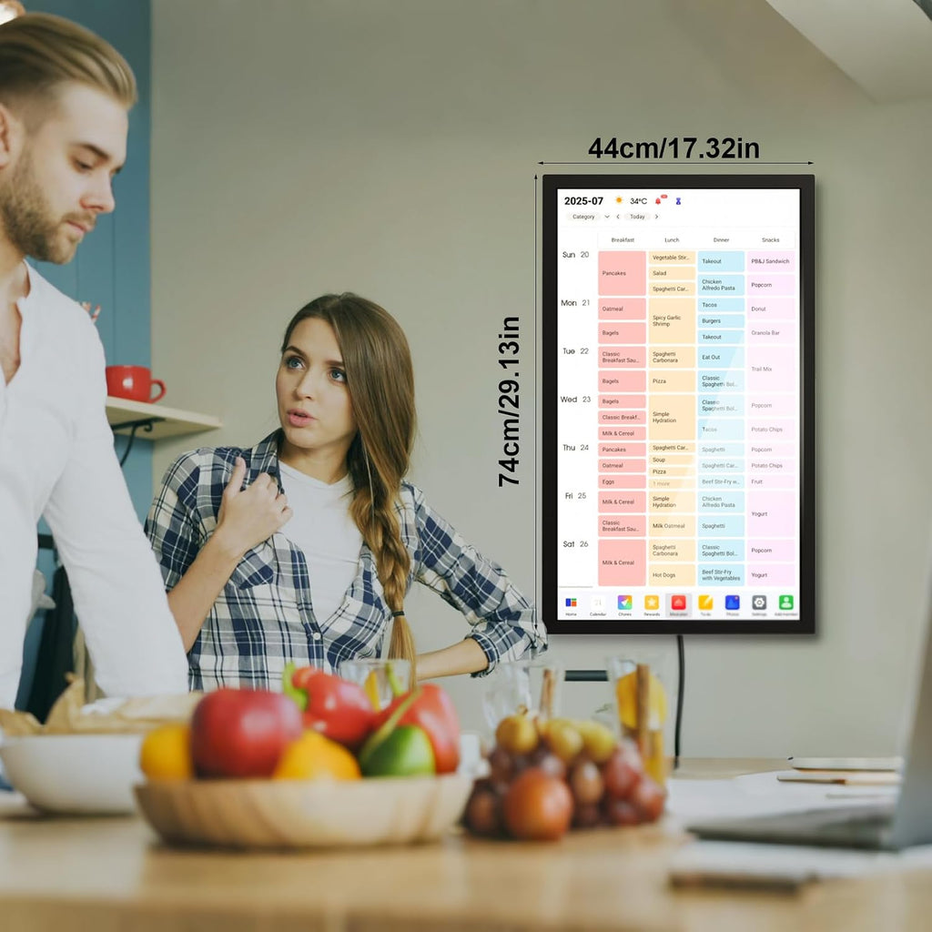 32' Smart Digital Calendar Wall Touch Screen, No Subscription Family Dashboard, IPS FHD Interactive Touchscreen Display, Digital Calendar- Chore Chart, Meal Planner, Support App Store Wall Mount