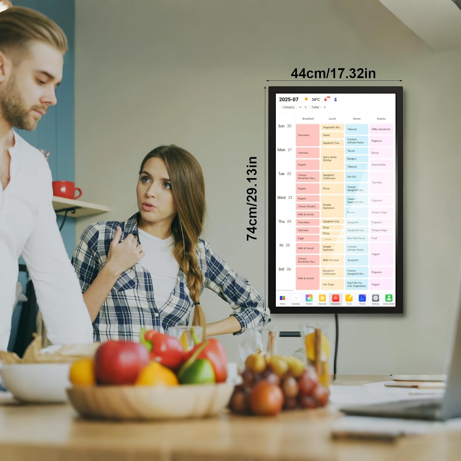 32' Smart Digital Calendar Wall Touch Screen, No Subscription Family Dashboard, IPS FHD Interactive Touchscreen Display, Digital Calendar- Chore Chart, Meal Planner, Support App Store Wall Mount