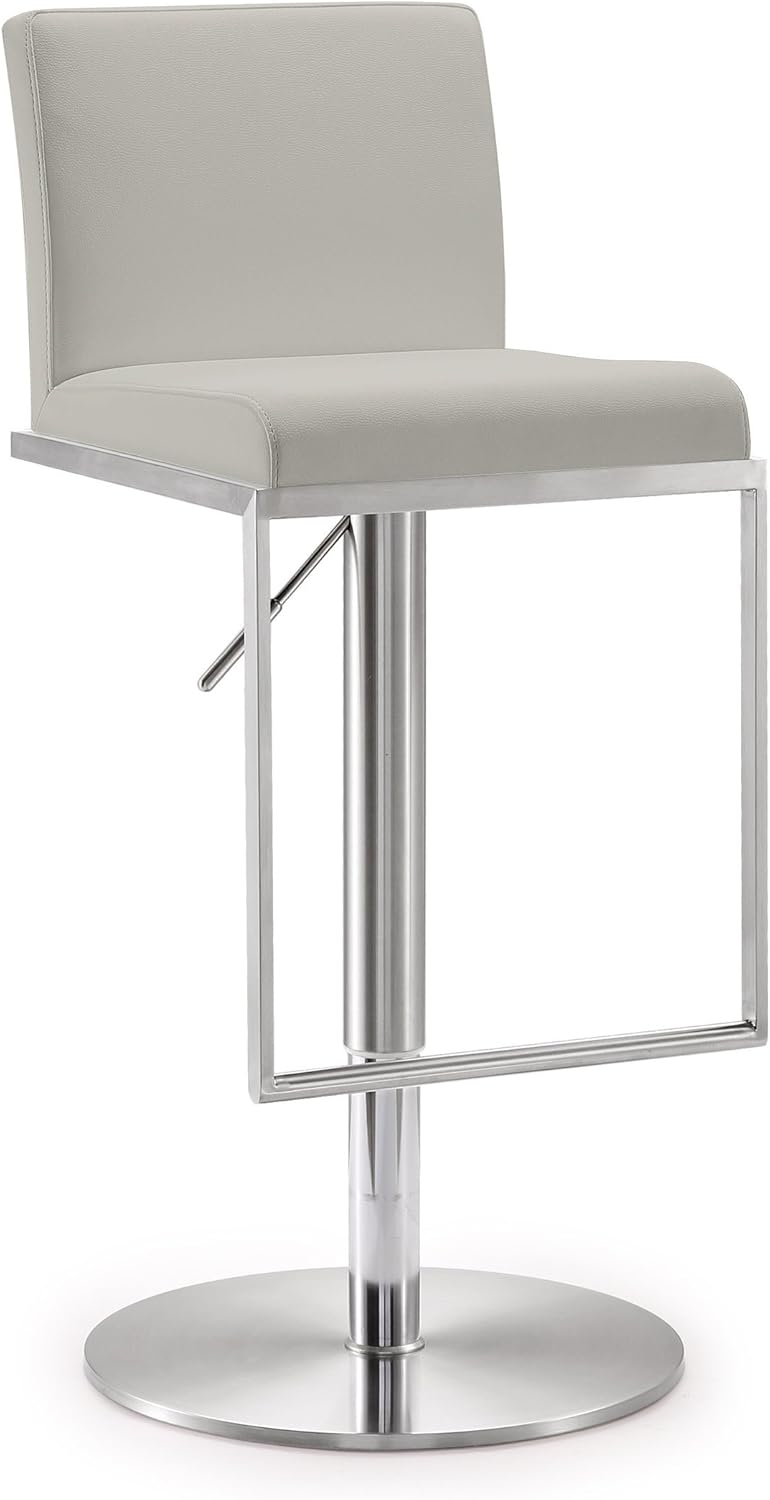 Tov Furniture Amalfi Light Grey Performance Vegan Leather Stool