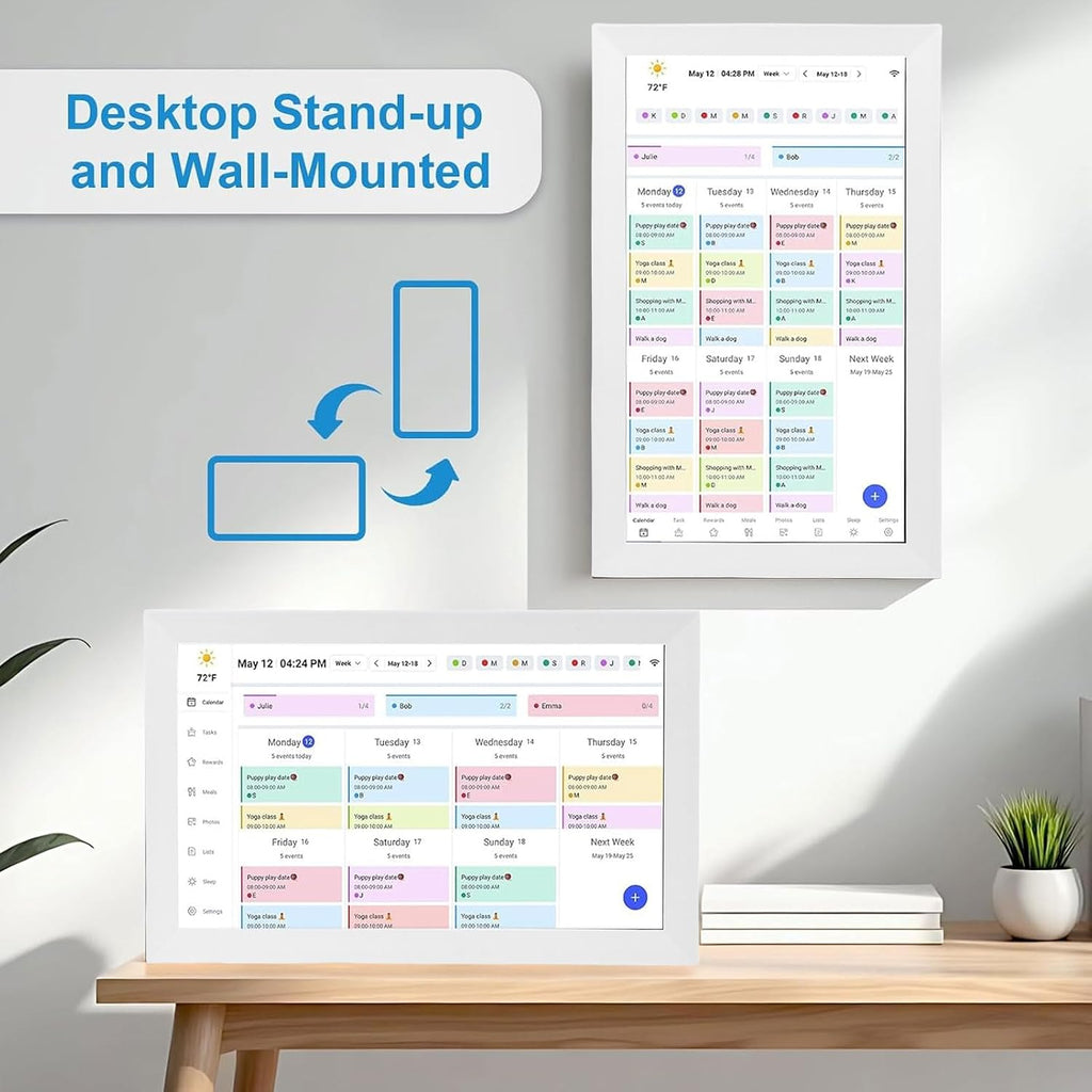 15.6 Inch Smart Digital Calendar, 1080P Touchscreen Family Organizer with Chore Chart, To Do Lists Digital Picture Frame Calendar Planner for Home Office Kitchen Living Room (us)