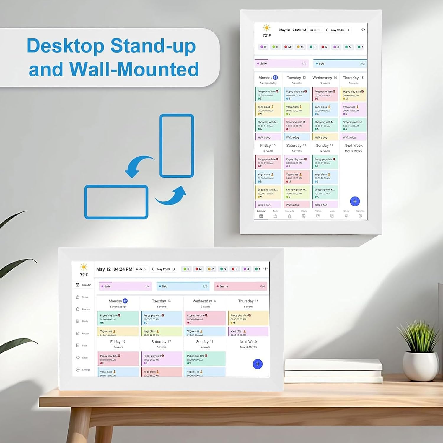 Goshyda 15.6In Digital Calendar Touchscreen, 1080P HD Smart Family Organizer with App, Wall Mount, Dual Speakers, Digital Photo Frame for Home Kitchen (US Plug)