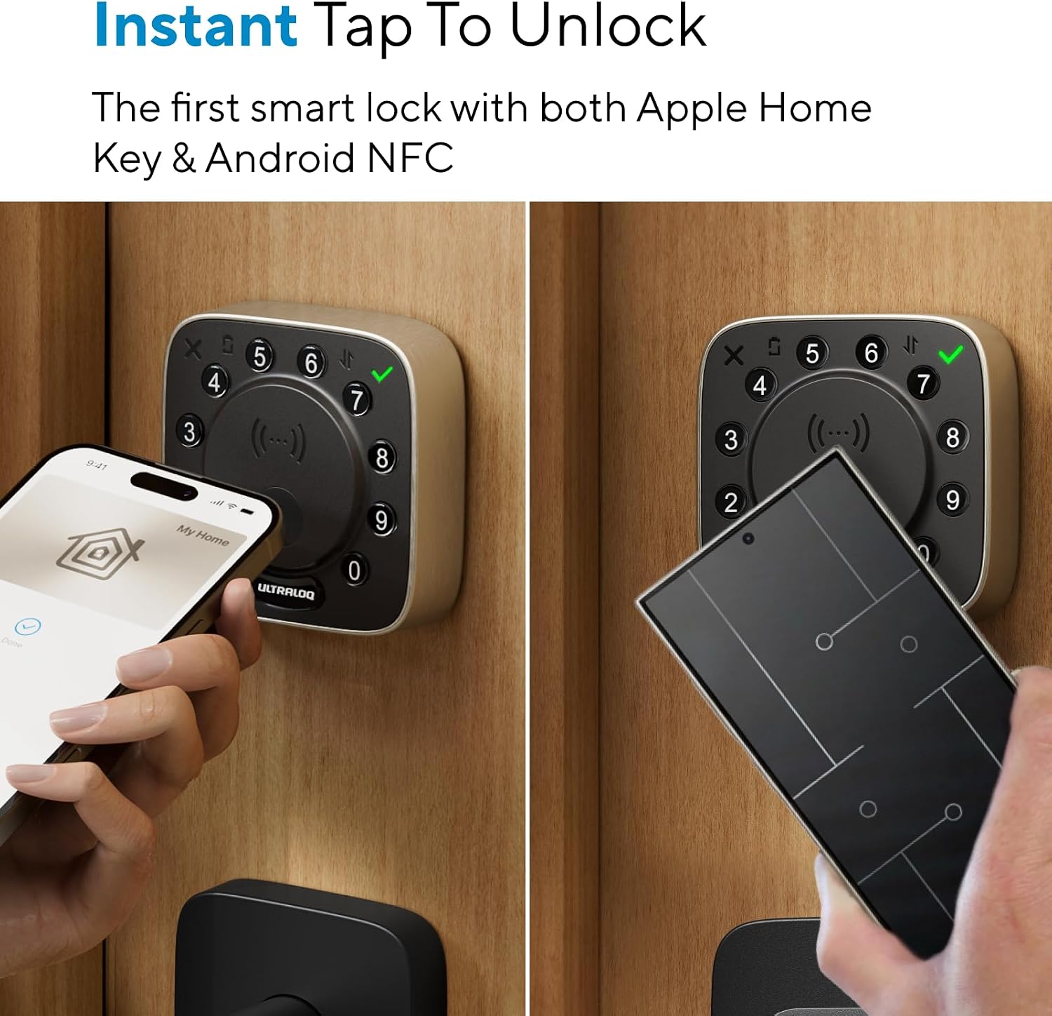 ULTRALOQ Bolt NFC Smart Lock, World's First Front Door Lock with Apple Home Key and Android NFC Tap to Unlock, Built-in WiFi Deadbolt, Remote Access, Auto Unlock, Works with Homekit, Alexa, Google