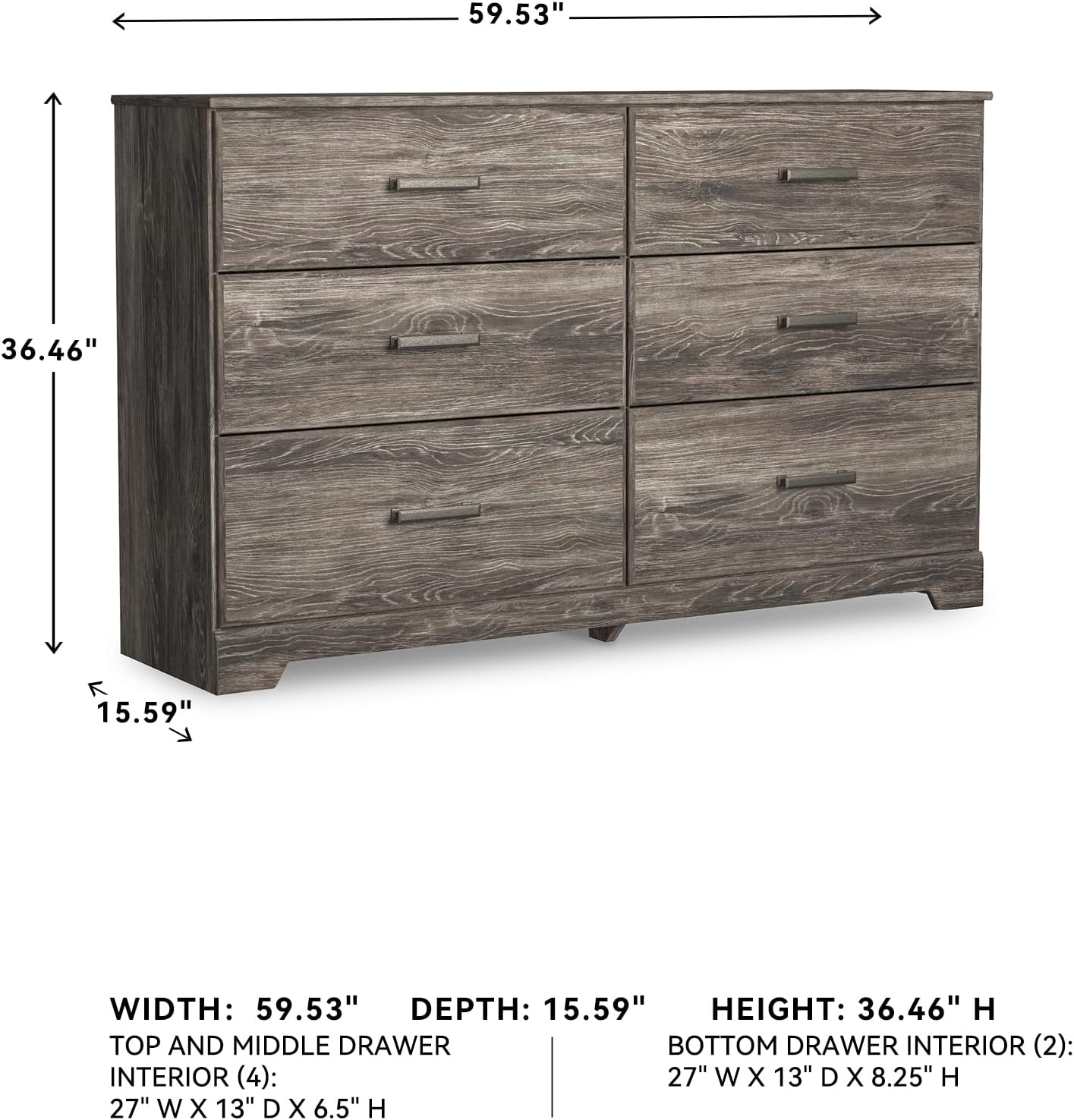 Signature Design by Ashley Ralinski 6 Drawer Dresser, Warm Gray