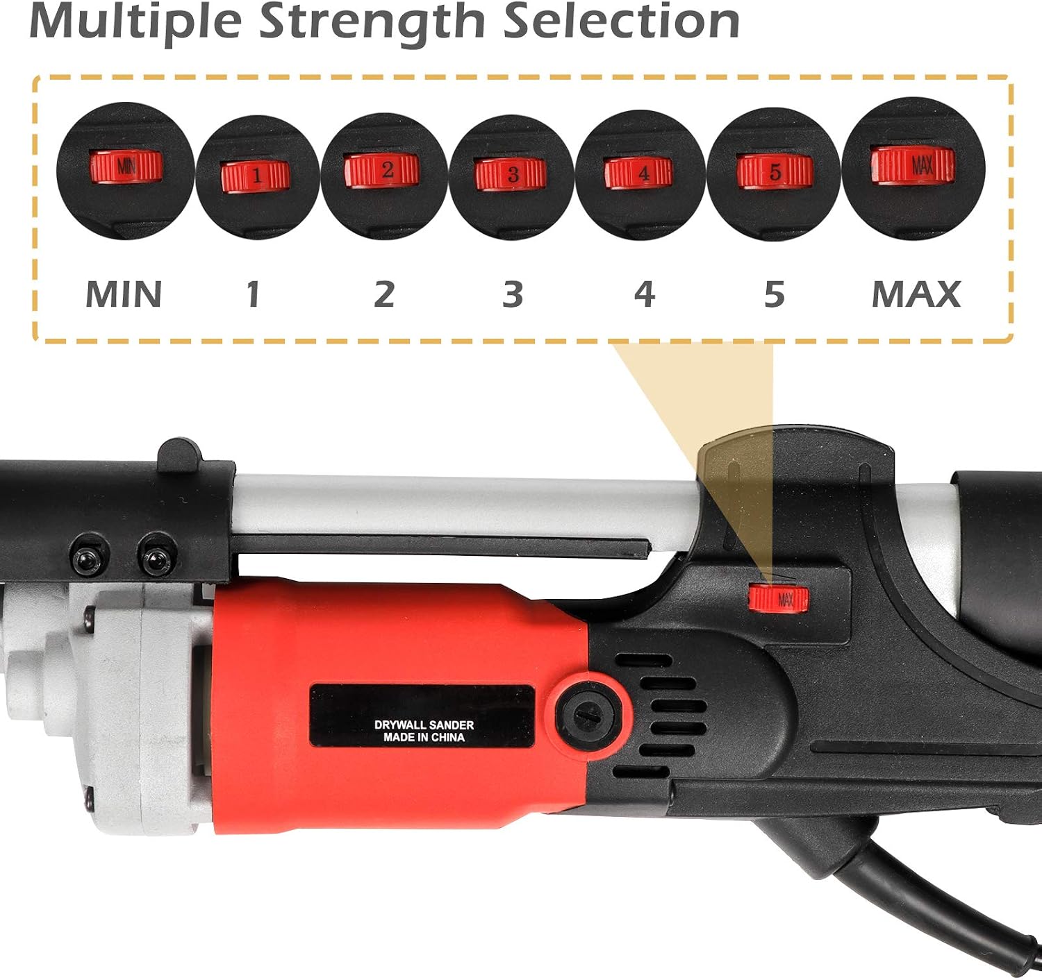F2C Electric Drywall Sander 800w Adjustable Variable 6 Speed Disc Sander w/ 6 Sand Pads, 1000-2000RPM