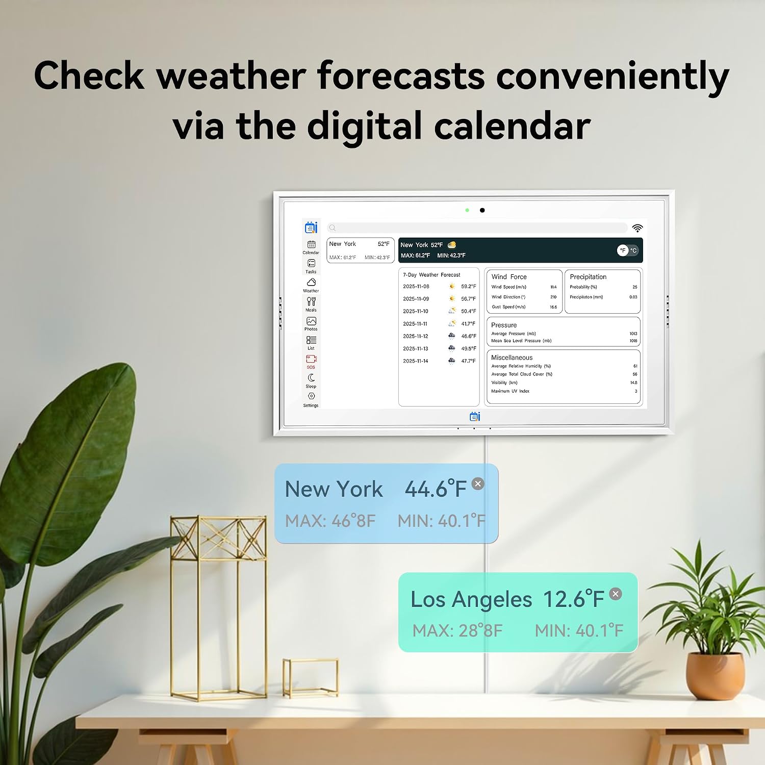 Missfly 15.6 Inch Smart Digital Wall Calendar with Touch Screen, One-Touch Video Call & AI Voice Control, Syncs with Google & Apple Calendar, Easy Operation Daily Planner, Practical Gift for Elderly Seniors & Parents