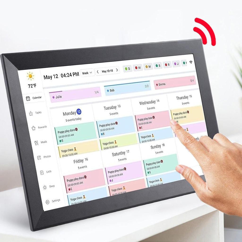 SUNGOOYUE Digital Calendar, 15.6 Inch Touchscreen WiFi 32GB Memory APP Control Wall Desktop Mount Smart Digital Calendar with 1080P HD Display for Family Management (US plug)
