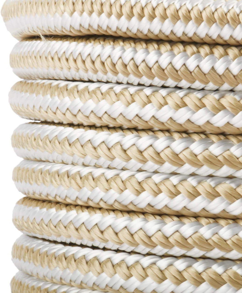 NovelBee 1/2 Inch X 600 Feet Double Braid Nylon Anchor Line with Stainless Steel Thimble and Wood Chuck (White/Gold)