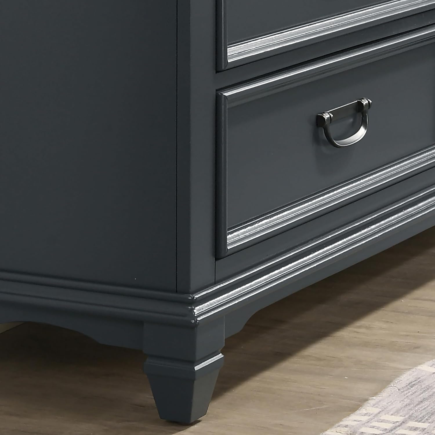 Roundhill Furniture Riverton Wood 5-Drawer Chest, Slate Blue