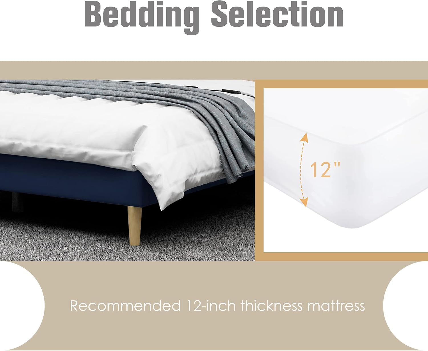 AGARTT Upholstered Platform Bed Frame Full Size with Headboard and Footboard/Wooden Slats Support/No Box Spring Needed/Easy Assembly,Blue Velvet