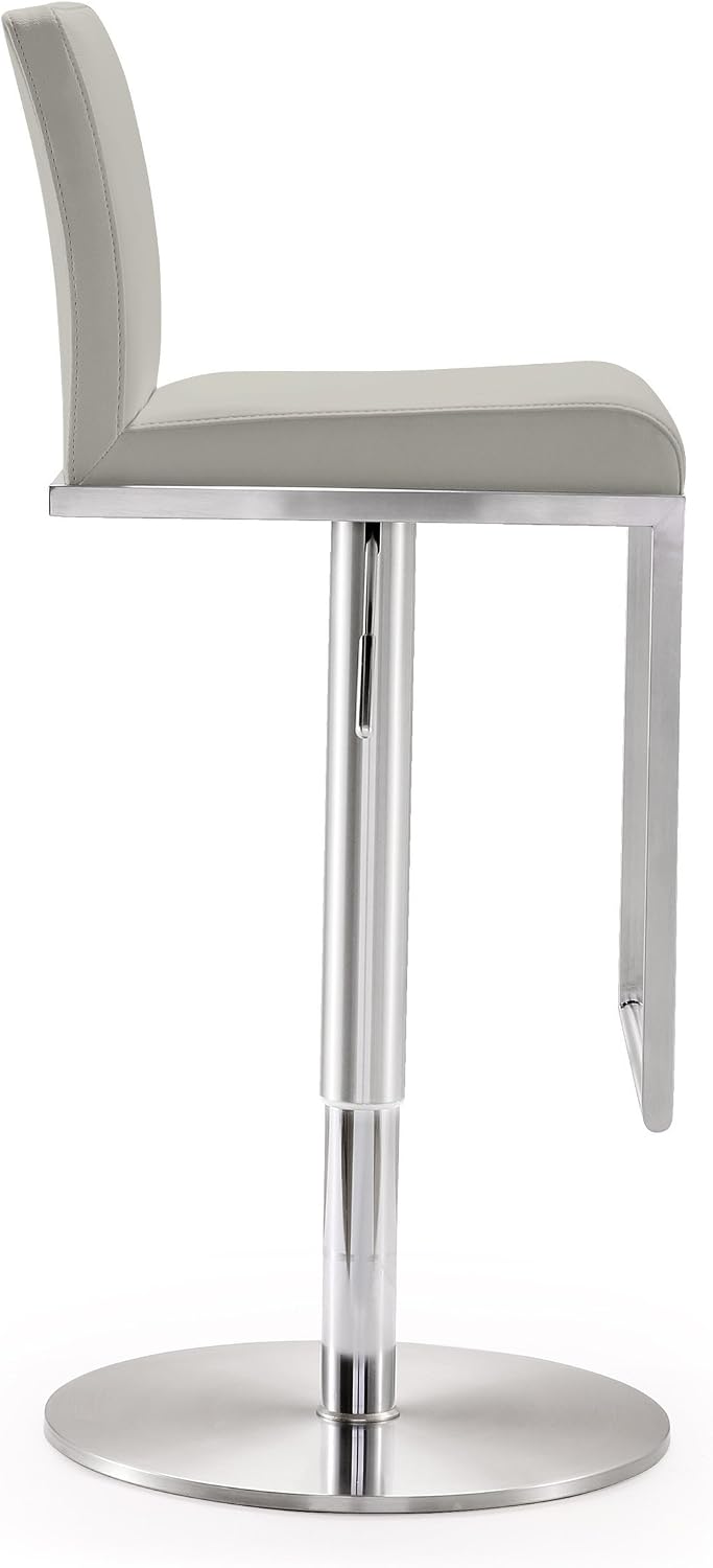 Tov Furniture Amalfi Light Grey Performance Vegan Leather Stool