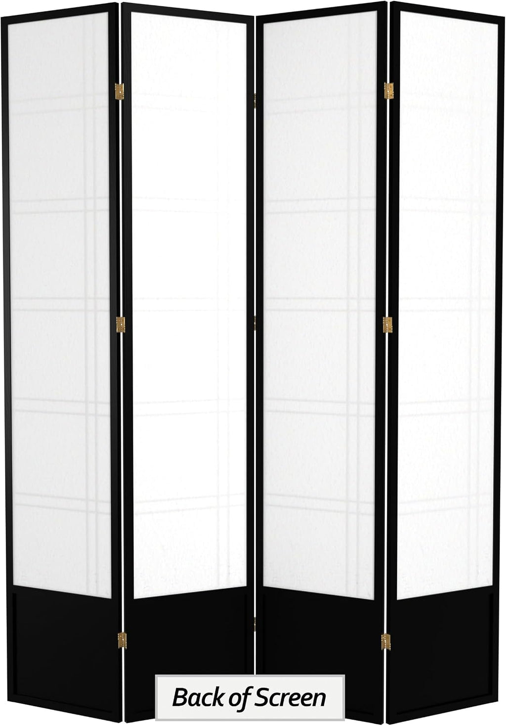 Red Lantern 7 ft. Tall Double Cross Shoji Screen - Black - 4 Panels