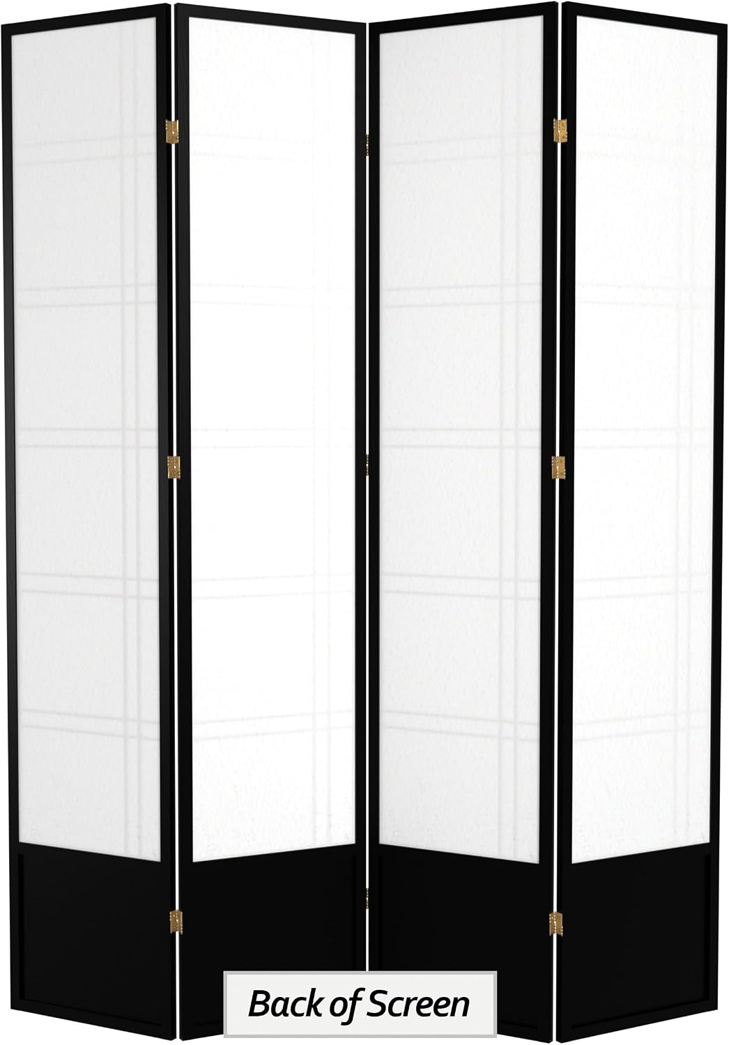 Red Lantern 7 ft. Tall Double Cross Shoji Screen - Black - 4 Panels