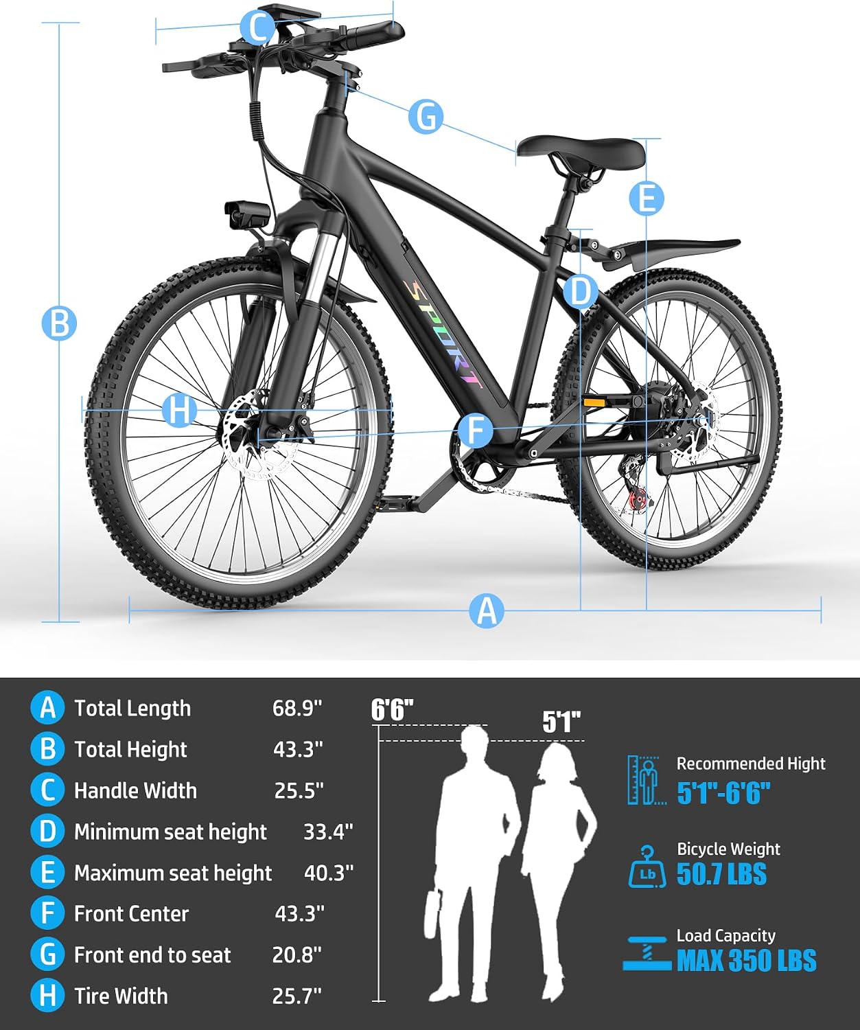 Electric Bike for Adults, 1500W Peak E-bike with 48V 12Ah Removable Battery, 26' Tires Electric Mountain Bike, Up to 65 Miles 25MPH, 7-Speed Ebike, Electric Bicycle for Commute, Front Fork Suspension