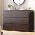 Jocoevol Modern 6 Drawer Dresser Brown Dresser for Bedroom, Simply Chest of Drawers, Wood Storage Dresser with Deep Drawers for Living Room Hallway Entryway, Brown