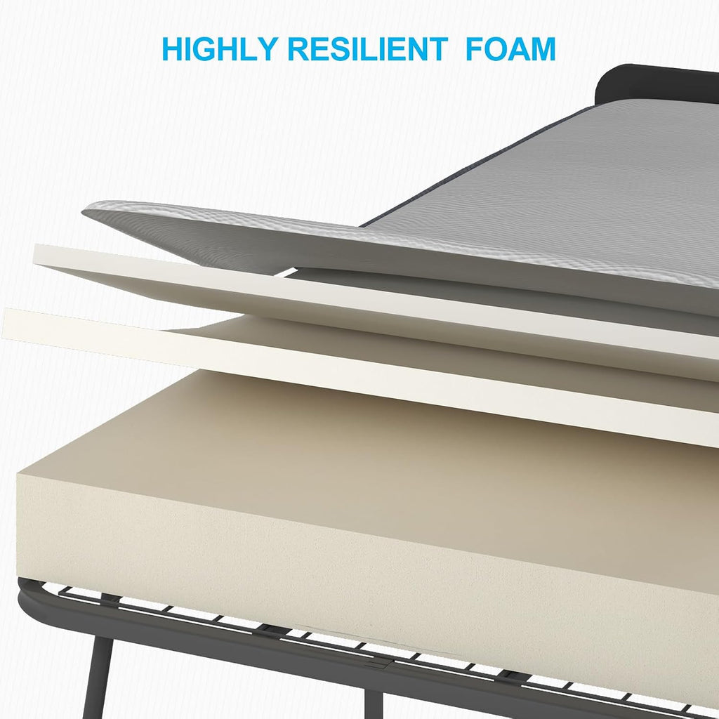 PUREMIND Folding Bed with 5'' Mattress for Adults, Rollaway Sofa for Adults with Basket Dustproof Bag & Head Baffle, Upgrade Single Portable Foldable Bed with Metal Frame & Swivel Wheels