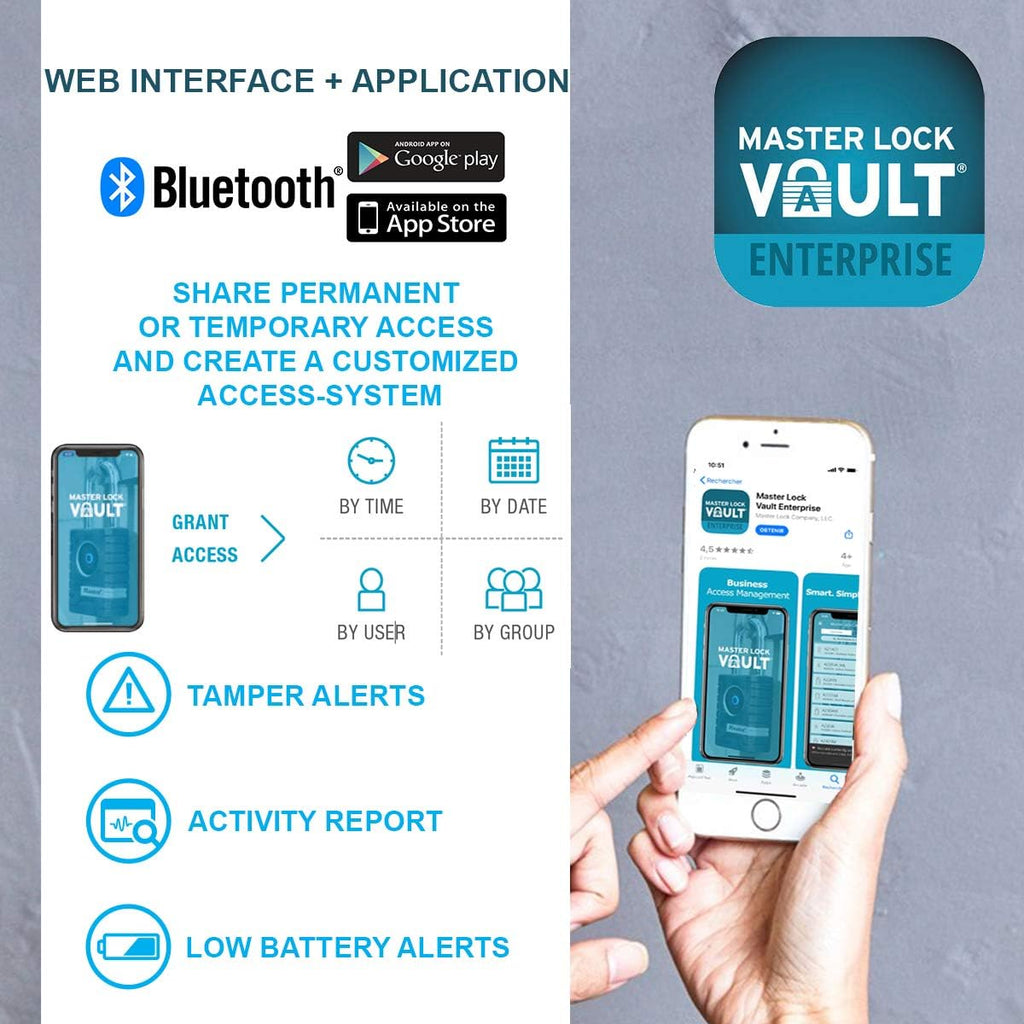 Master Lock 4401EURLHENT Professional Bluetooth Smart Padlock [Bluetooth Compatible with Smartphones] [Long Shackle] [Weatherproof]