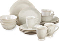 Lenox Dinnerware Set, French Perle White 16-Piece Set, Service For 4, Stoneware Material, Dishwasher Safe, Microwave Safe, Plates, Bowls, Mugs, Plates and Bowls, Dishes (White, 16 Piece)