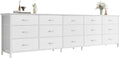 Huuger 78.7 inch Long Dresser for Bedroom, 15 Drawer Fabric Dresser for Closet, Large TV Stand for 65, 75, 85 inch TV, Wide Chest of Drawer with Storage, 78.7' W x 12.9' D x 26.7' H, White