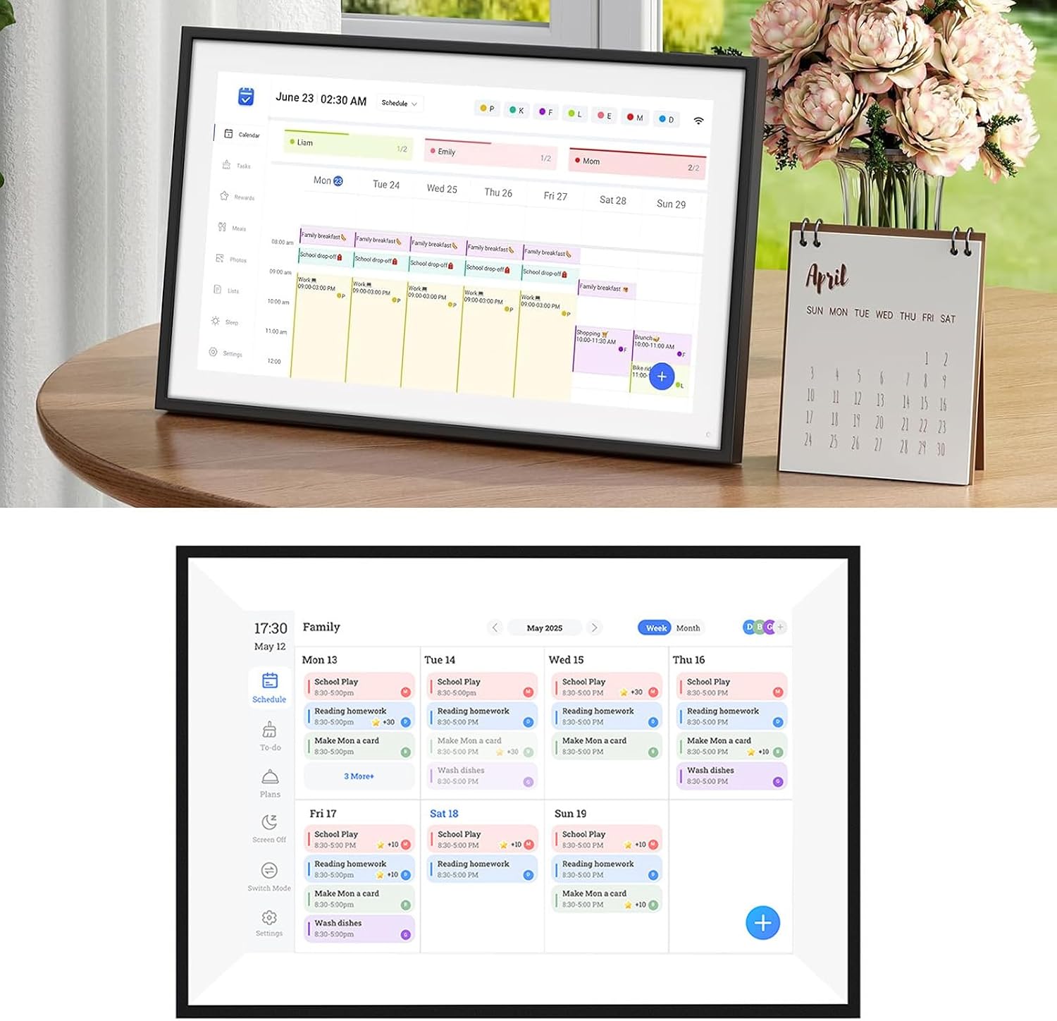 10.1' Digital Calendar Chore Chart, HD Interactive Touchscreen, Smart Family Planner, Digital Wall & Desk Mountable for Seamless Scheduling, Photo Frame