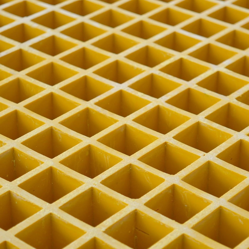 2.6ft*2.6ft Fiberglass Grating 1.5'' Thickness Yellow Car Wash Grille Square FRP Floor Grid for Floors Outdoor Drain Cover (1 PC)