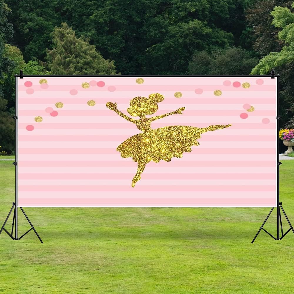 AOFOTO 20x10ft Abstract Little Girl Ballerina in Tutu Dress Dancing Background Baby Shower Party Decoration Photography Backdrop Kid Children Ballet Birthday Banner Photo Studio Props Vinyl Wallpaper