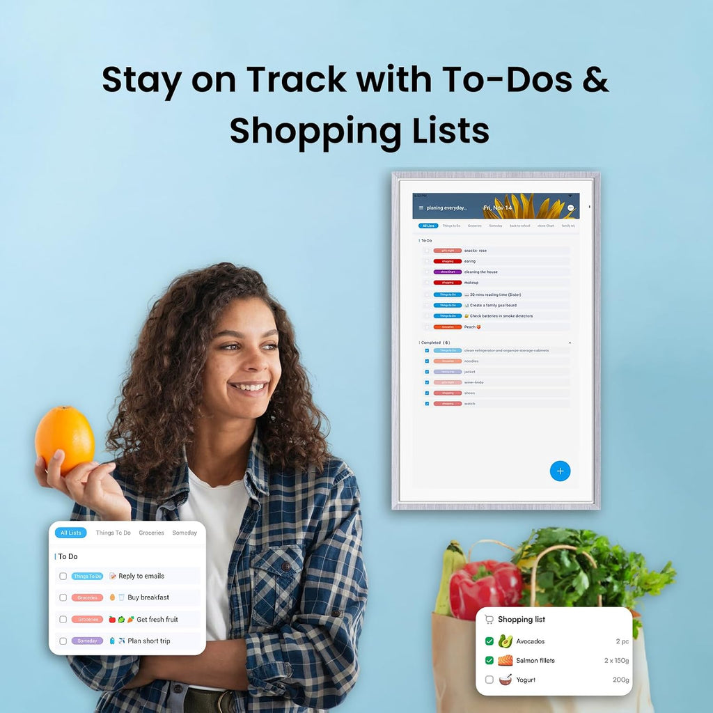 Apolosign 21.5-inch Digital Calendar & Smart Family Wall Planner, No Subscription, Calendar & Dashboard Dual-Mode System, Shared Touchscreen Display with Calendar Sync, Chore Charts & Family Scheduling Hub (Gray)