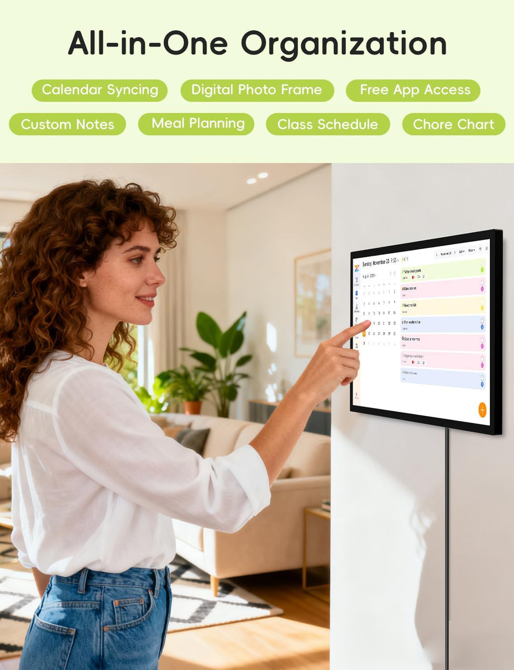 Digital Calendar,15.6-inch Digital Wall Planner & Chore Chart, Touchscreen Family Organizer for Schedules, Events & Reminders (Black)