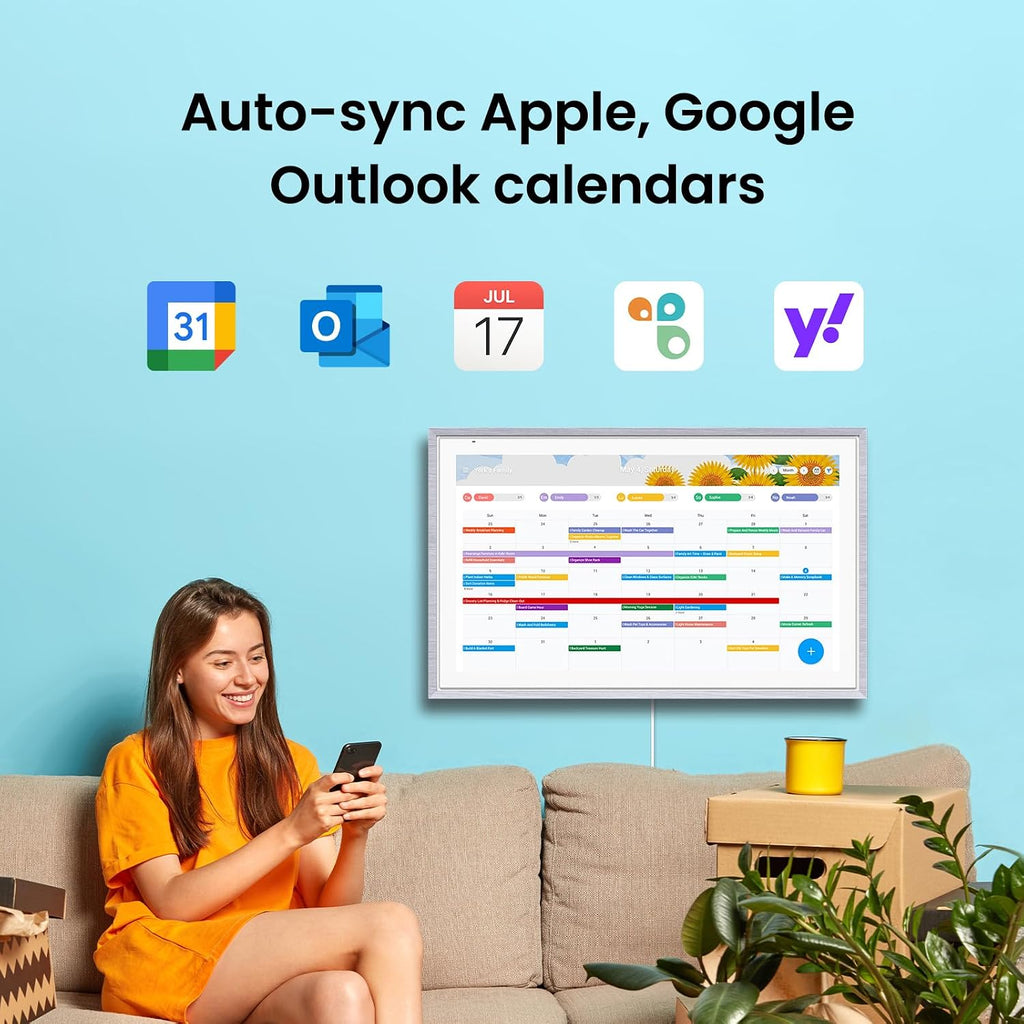 Apolosign 21.5-inch Digital Calendar & Smart Family Wall Planner, No Subscription, Calendar & Dashboard Dual-Mode System, Shared Touchscreen Display with Calendar Sync, Chore Charts & Family Scheduling Hub (Gray)