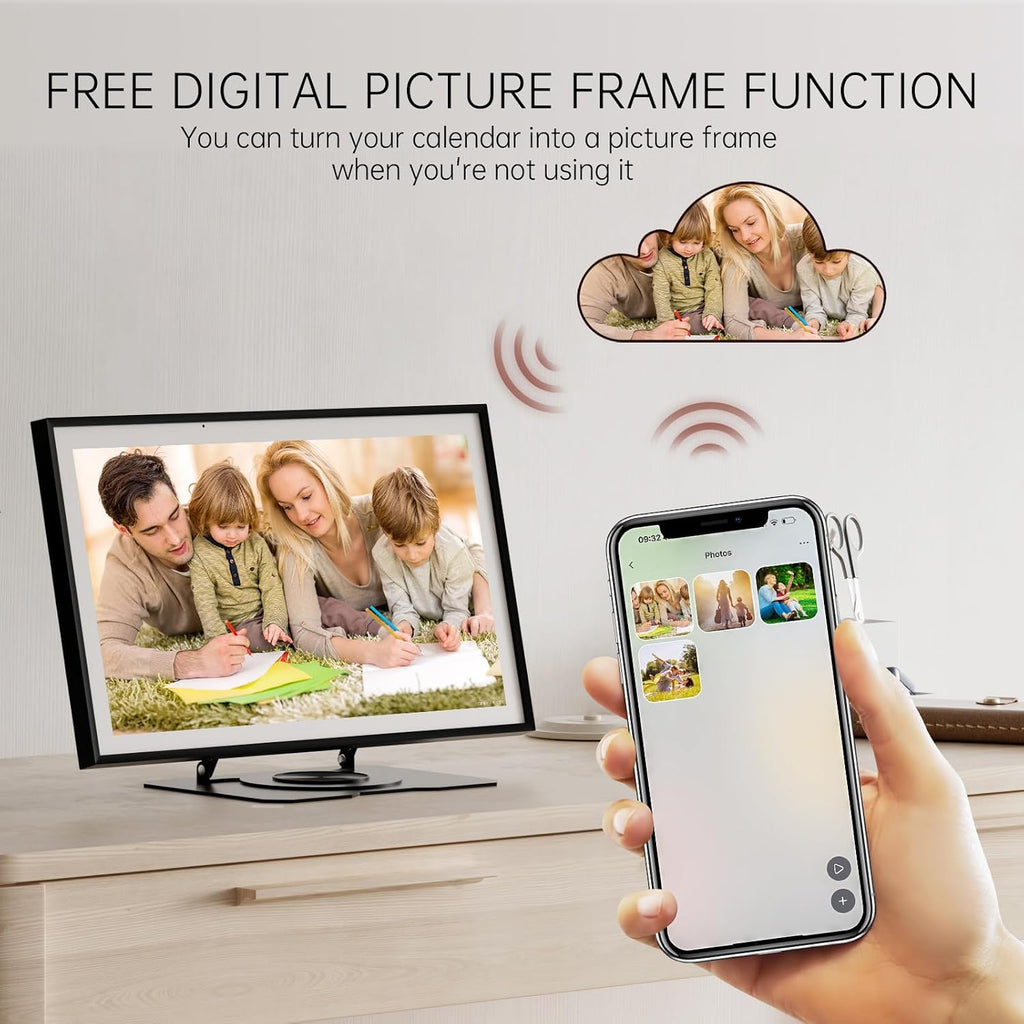Pronext Calendar, 15.6 inch Digital Calendar & Chore Chart, Rechargeable Full HD Touchscreen Display, Portable Smart Family Organizer, Event Planner, Perfect for Family Schedules - Wall Mount Included