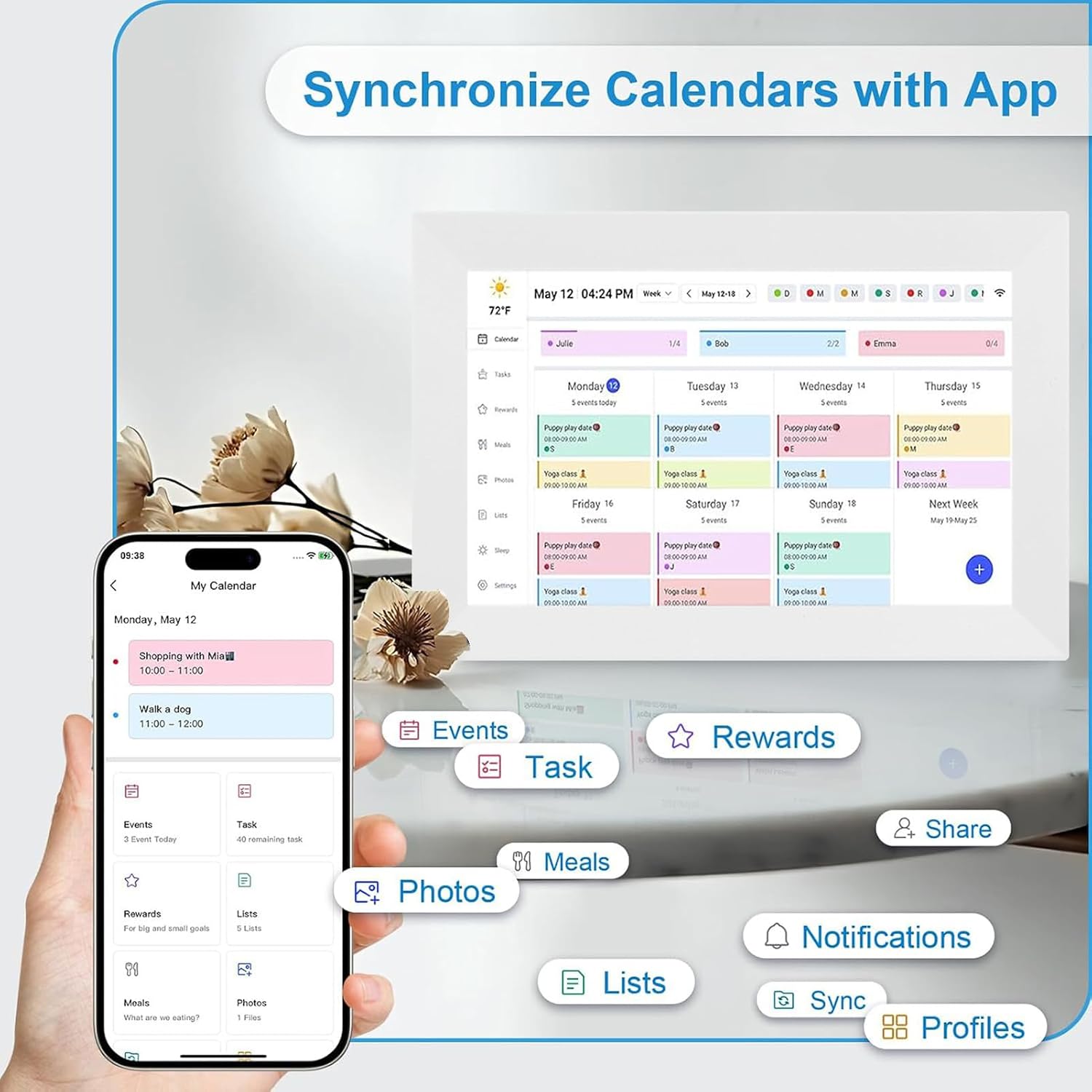 GOWENIC 10.1 Inch Smart WiFi Digital Calendar, Touchscreen Interactive Digital Planner Display, Family Schedules & Meal Planner for Seamless Scheduling (US)