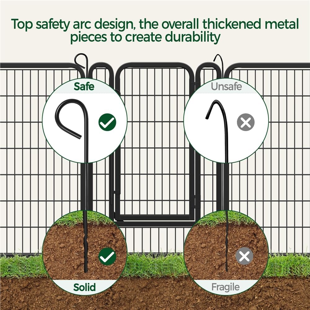 Yaheetech 40in 16-Panel Metal Dog Playpen Fence for Indoor Yard RV Camping | Heavy-duty Rustproof Frame with Secure Latch Door, Tool-free Assembly, Foldable Storage, Ideal for Medium to Large Dog Breeds
