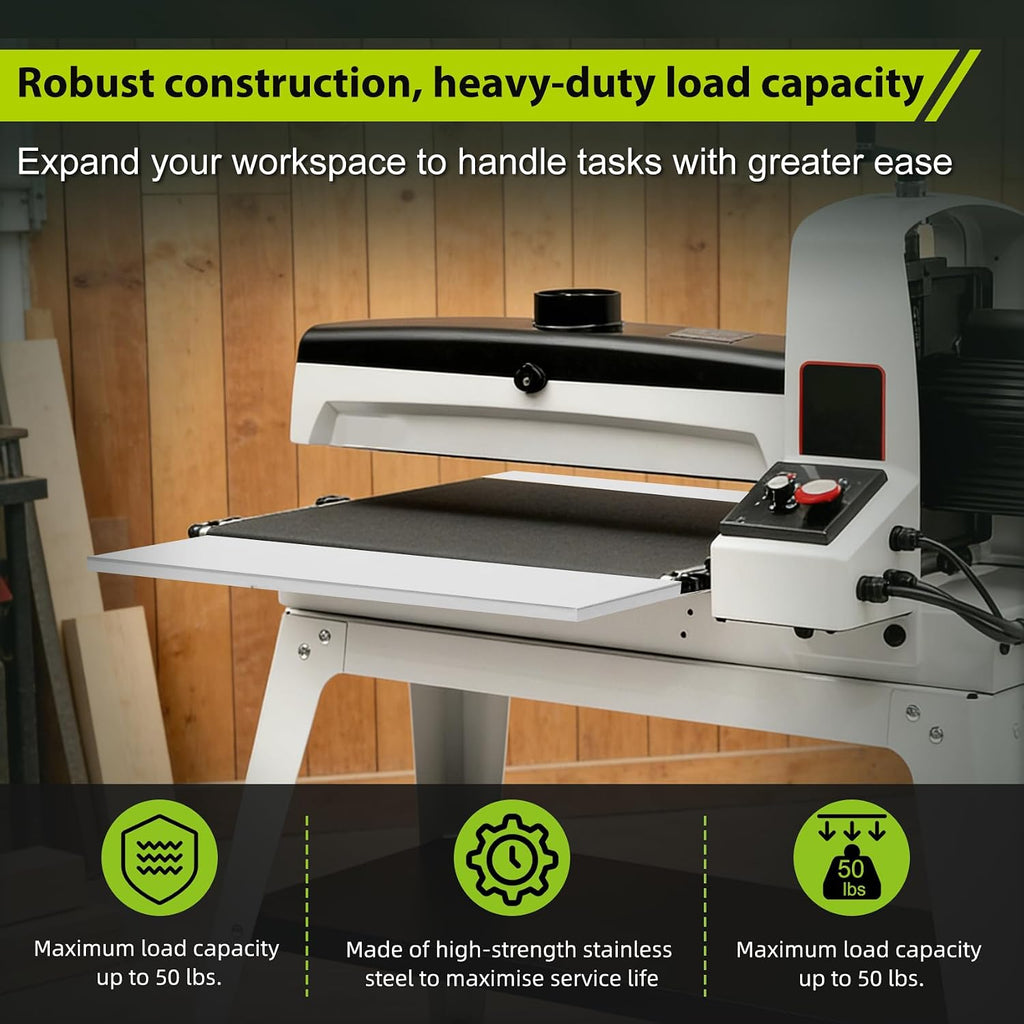 Folding Infeed/Outfeed Tables,For Compatible with JWDS-2244 Drum Sander,22-inch Desktop-Drum Sander Infeed Outfeed Effortless,Efficient Work, Easy As Well,Compatible with Part Number: 723541