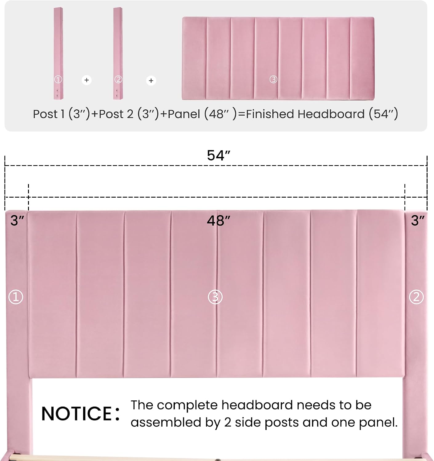 SHA CERLIN Full Bed Frame/Velvet Upholstered Platform Bed Frame with Headboard/Strong Wood Slats Support/Mattress Foundation/No Box Spring Needed - Pink