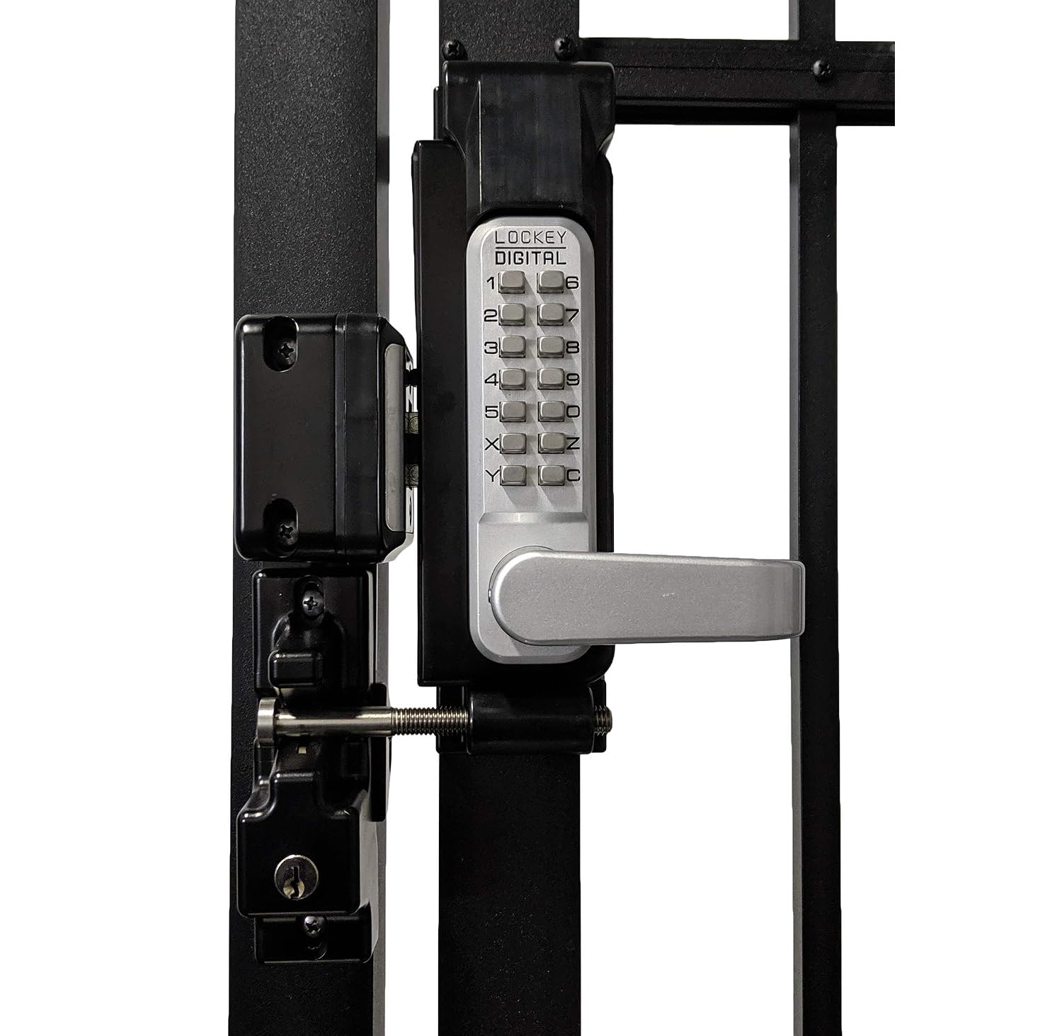 Lockey USA Sumo GL2 DC Satin Chrome Marine Grade Mechanical Double Combination Surface Mount Lever Gate Lock, Model Number: GL2SCMGDC