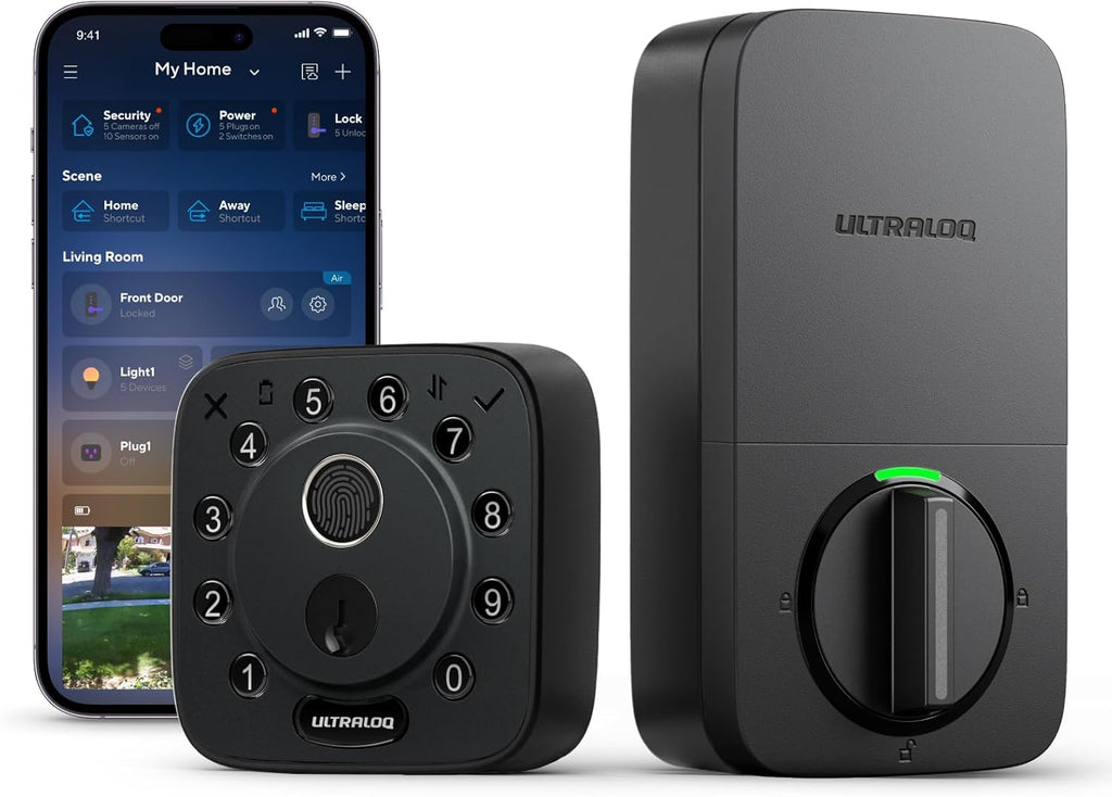ULTRALOQ 2026 Upgrade Bolt Fingerprint Smart Lock in Black, Biometric Deadbolt with Built-in WiFi, Keyless Entry Door Lock, App Remote Control, 10 Months Battery, IP65 Waterproof, BHMA Grade AAA