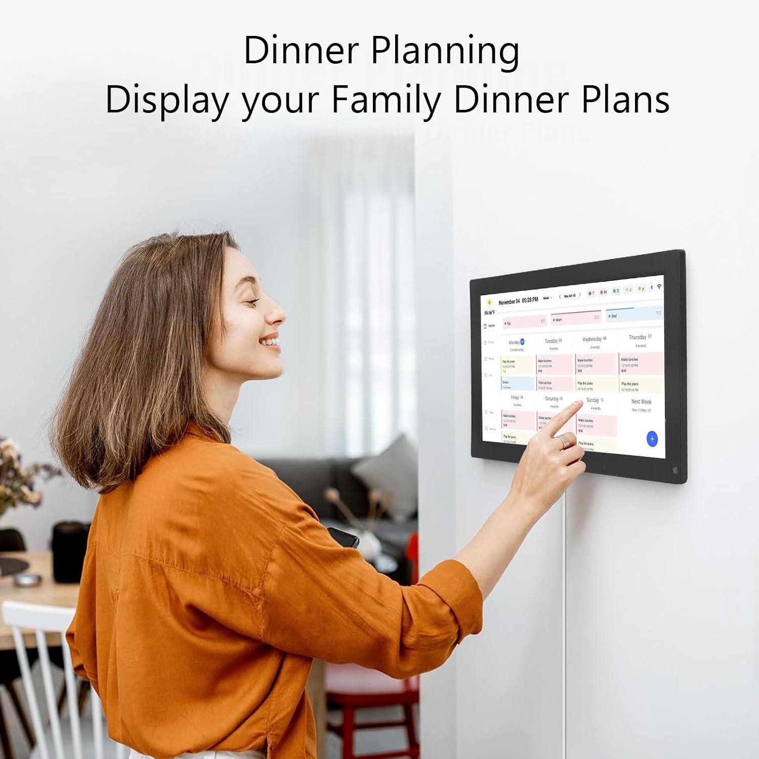 Pomya Electronic Chore Chart & Planner, 15.6 Inch Smart Digital Calendar with 1080P HD Touchscreen for for Wall or Desk, APP Control (US Plug)